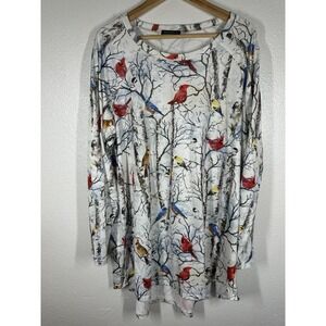 JustFashionNow Shirt Womens 3XL Multicolor Bird Print Scoop Neck Tunic Top